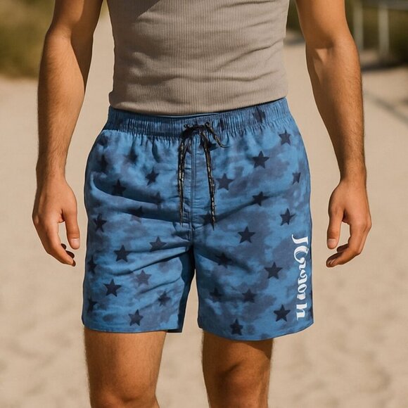 NWT Hurley Starry Volley Swim Shorts M Pacific Blue - Picture 1 of 10